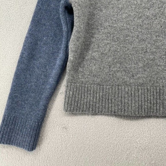 Woolrich Wool Sweater Womens Medium Gray Blue 100% Lambswool Mock Neck Boxy Fit - Picture 5 of 11